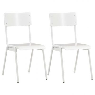Emaga vidaxl krzesła jadalniane, 2 szt., białe, sklejka i stal