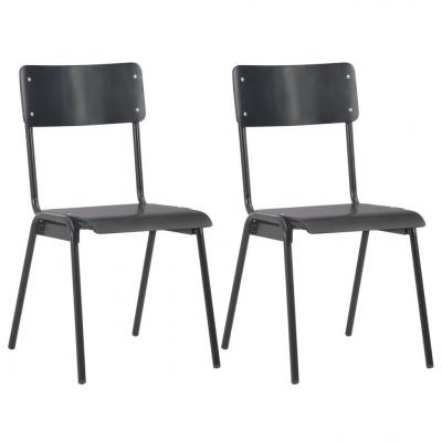 Emaga vidaxl krzesła do jadalni, 2 szt., czarne, sklejka i stal