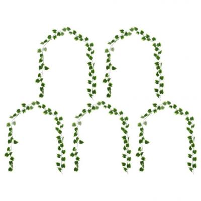 Emaga vidaxl sztuczne gałązki winorośli, 5 szt., zielone, 300 cm