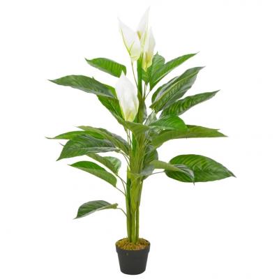 Emaga vidaxl sztuczna roślina anturium z doniczką, biały, 115 cm