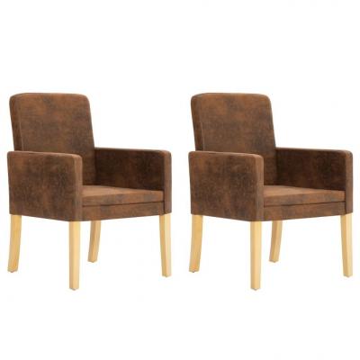 Emaga vidaxl krzesła jadalniane, 2 szt., brązowe, sztuczna skóra zamszowa