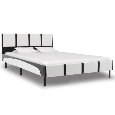 Emaga vidaxl rama łóżka, biało-czarna, sztuczna skóra, 140 x 200 cm