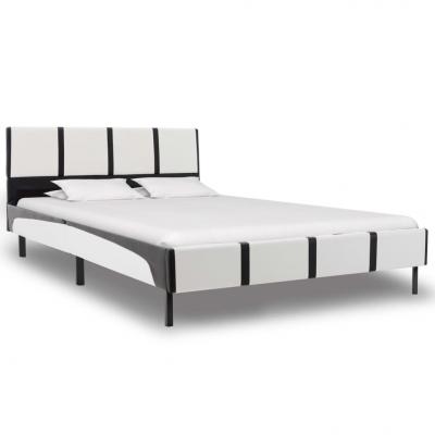 Emaga vidaxl rama łóżka, biało-czarna, sztuczna skóra, 120 x 200 cm