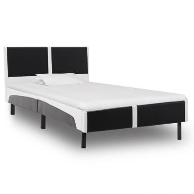 Emaga vidaxl rama łóżka, czarno-biała, sztuczna skóra, 90 x 200 cm