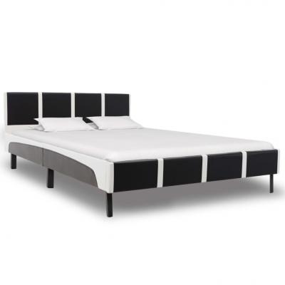 Emaga vidaxl rama łóżka, czarno-biała, sztuczna skóra, 140 x 200 cm