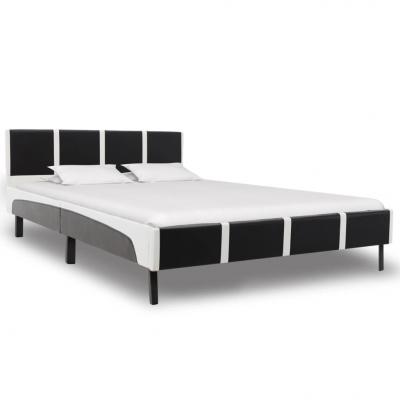 Emaga vidaxl rama łóżka, czarno-biała, sztuczna skóra, 120 x 200 cm
