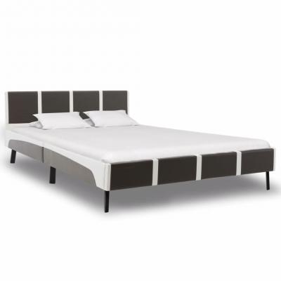 Emaga vidaxl rama łóżka, szaro-biała, sztuczna skóra, 120 x 200 cm