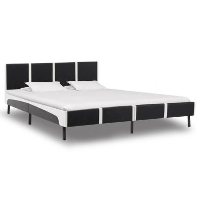 Emaga vidaxl rama łóżka, czarno-biała, sztuczna skóra, 180 x 200 cm