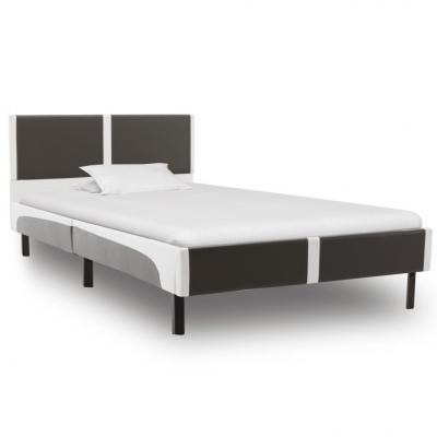 Emaga vidaxl rama łóżka, szaro-biała, sztuczna skóra, 90 x 200 cm