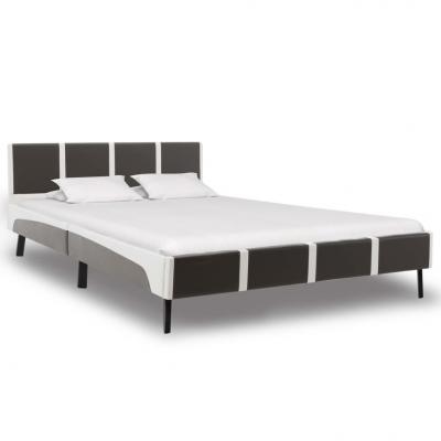 Emaga vidaxl rama łóżka, szaro-biała, sztuczna skóra, 140 x 200 cm
