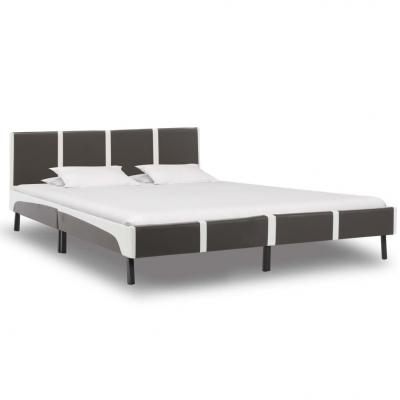 Emaga vidaxl rama łóżka, szaro-biała, sztuczna skóra, 160 x 200 cm