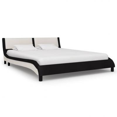 Emaga vidaxl rama łóżka, czarno-biała, sztuczna skóra, 160 x 200 cm