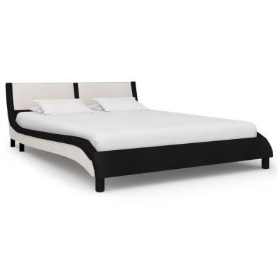 Emaga vidaxl rama łóżka, czarno-biała, sztuczna skóra, 140 x 200 cm