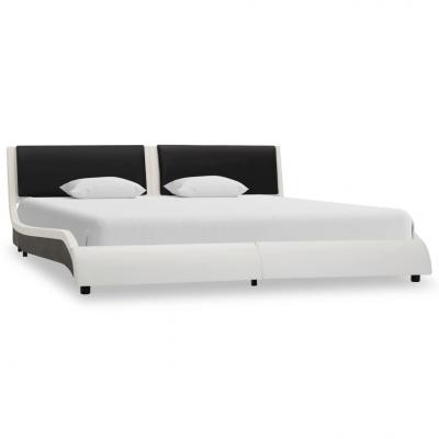 Emaga vidaxl rama łóżka, biało-czarna, sztuczna skóra, 160 x 200 cm