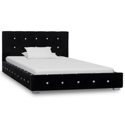 Emaga vidaxl rama łóżka, czarna, tapicerowana aksamitem, 90 x 200 cm