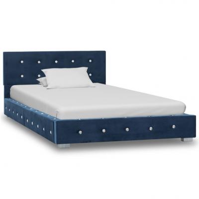 Emaga vidaxl rama łóżka, niebieska, tapicerowana aksamitem, 90 x 200 cm