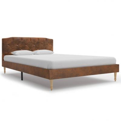 Emaga vidaxl rama łóżka, brązowa, sztuczna skóra zamszowa, 120 x 200 cm