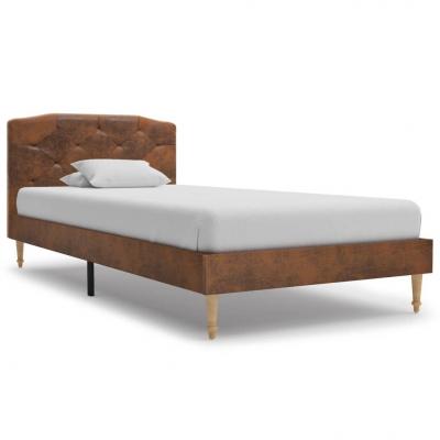 Emaga vidaxl rama łóżka, brązowa, sztuczna skóra zamszowa, 90 x 200 cm