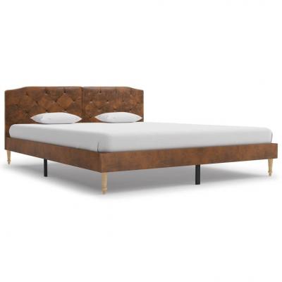 Emaga vidaxl rama łóżka, brązowa, sztuczna skóra zamszowa, 160 x 200 cm