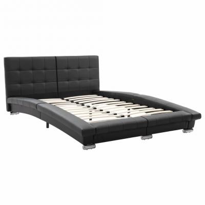 Emaga vidaxl rama łóżka, czarna, sztuczna skóra, 200 x 140 cm