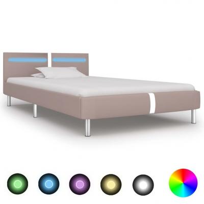Emaga vidaxl rama łóżka led, kolor cappuccino, sztuczna skóra, 90 x 200 cm