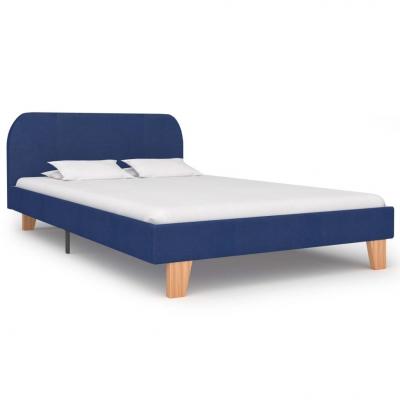 Emaga vidaxl rama łóżka, niebieska, tkanina, 120 x 200 cm