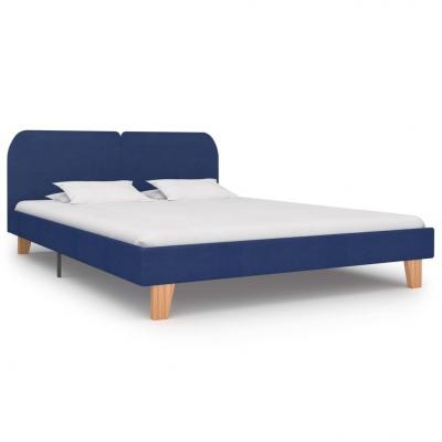 Emaga vidaxl rama łóżka, niebieska, tkanina, 160 x 200 cm