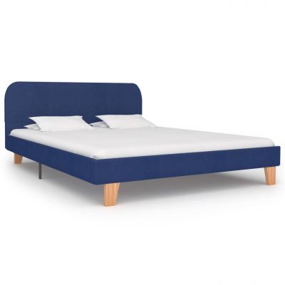 Emaga vidaxl rama łóżka, niebieska, tkanina, 140 x 200 cm