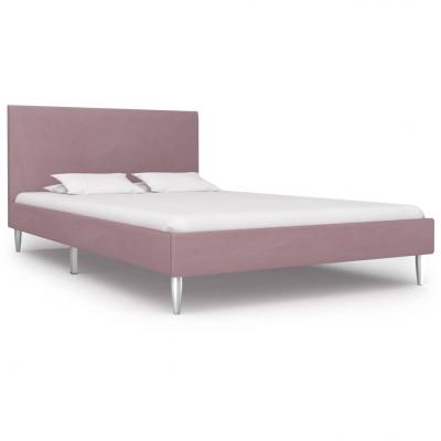 Emaga vidaxl rama łóżka, różowa, tapicerowana tkaniną, 120 x 200 cm