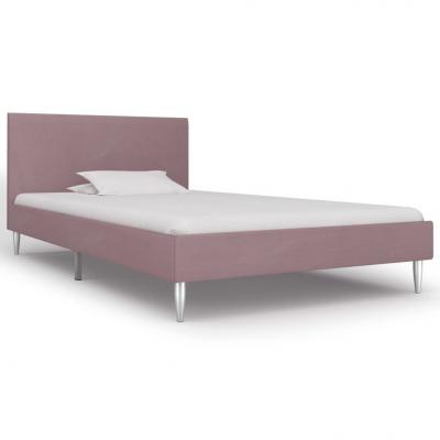 Emaga vidaxl rama łóżka, różowa, tapicerowana tkaniną, 90 x 200 cm