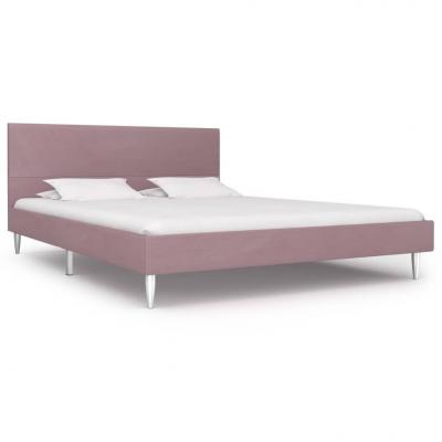 Emaga vidaxl rama łóżka, różowa, tapicerowana tkaniną, 140 x 200 cm
