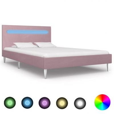 Emaga vidaxl rama łóżka z led, różowa, tapicerowana tkaniną, 120 x 200 cm