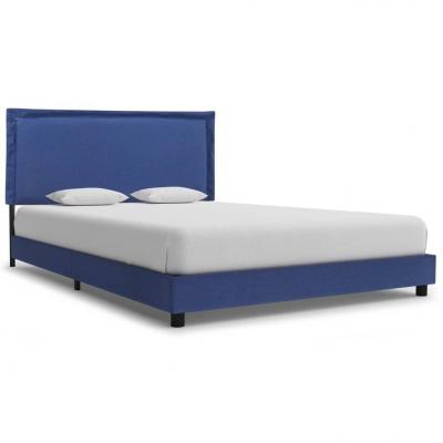 Emaga vidaxl rama łóżka, niebieska, tapicerowana tkaniną, 140 x 200 cm