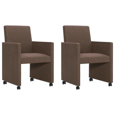 Emaga vidaxl krzesła do jadalni, 2 szt., brązowe, tkanina