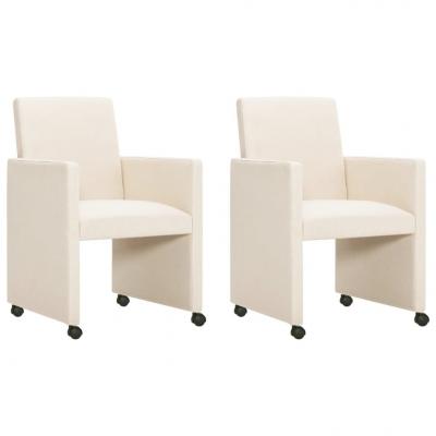 Emaga vidaxl krzesła do jadalni, 2 szt., kremowe, tapicerowane tkaniną