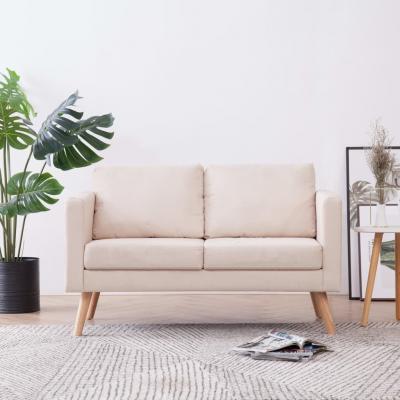 Emaga vidaxl sofa 2-osobowa, materiałowa, kremowa
