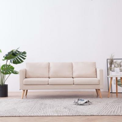 Emaga vidaxl sofa 3-osobowa, materiałowa, kremowa