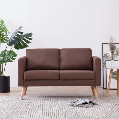 Emaga vidaxl 2-osobowa sofa tapicerowana tkaniną, brązowa