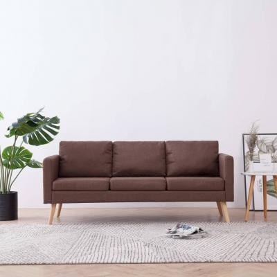 Emaga vidaxl 3-osobowa sofa tapicerowana tkaniną, brązowa