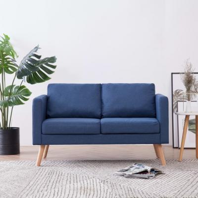 Emaga vidaxl 2-osobowa sofa tapicerowana tkaniną, niebieska