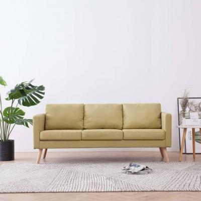 Emaga vidaxl 3-osobowa sofa tapicerowana tkaniną, zielona