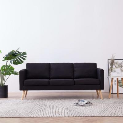 Emaga vidaxl 3-osobowa sofa tapicerowana tkaniną, czarna