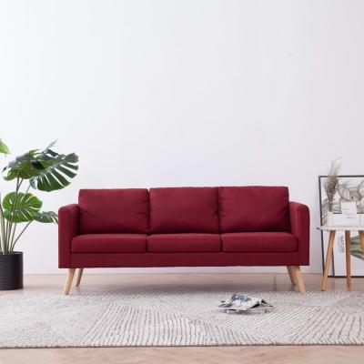 Emaga vidaxl sofa 3-osobowa, tapicerowana tkaniną, kolor czerwonego wina