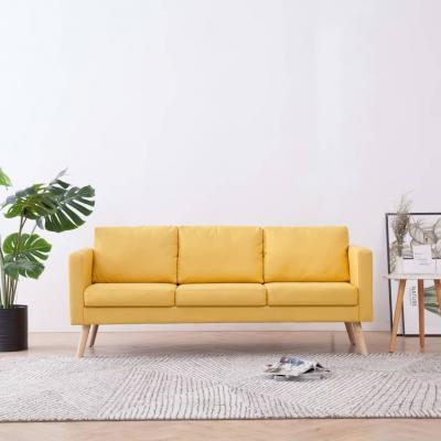 Emaga vidaxl sofa 3-osobowa tapicerowana tkaniną, żółta