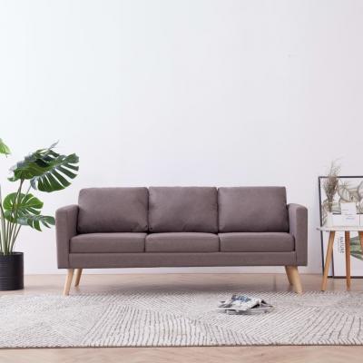 Emaga vidaxl sofa 3-osobowa, tapicerowana tkaniną, taupe