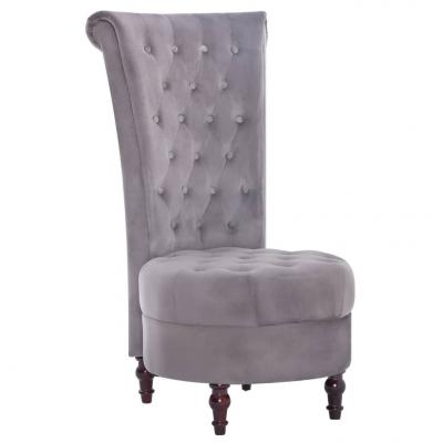 Emaga vidaxl krzesło z wysokim oparciem, szare, aksamitne