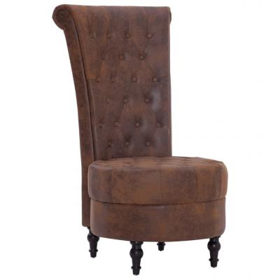 Emaga vidaxl krzesło z wysokim oparciem, brązowe, sztuczna skóra zamszowa