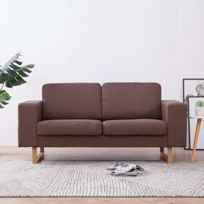 Emaga vidaxl 2-osobowa sofa tapicerowana tkaniną, brązowa