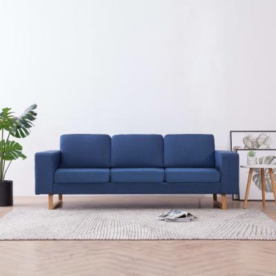 Emaga vidaxl 3-osobowa sofa tapicerowana tkaniną, niebieska