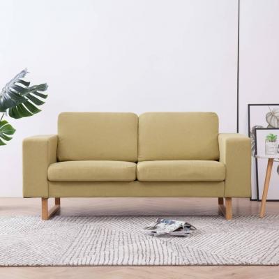 Emaga vidaxl 2-osobowa sofa tapicerowana tkaniną, zielona